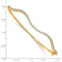 True Origin 14K Yellow Gold 1 Carat Lab Grown Diamond VS+ F+ Complete Wavy Bangle, 6.25" view 3