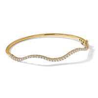 True Origin 14K Yellow Gold 1 Carat Lab Grown Diamond VS+ F+ Complete Wavy Bangle, 6.25" view 4