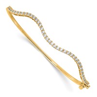 True Origin 14K Yellow Gold 1 Carat Lab Grown Diamond VS+ F+ Complete Wavy Bangle, 6.25" view 1
