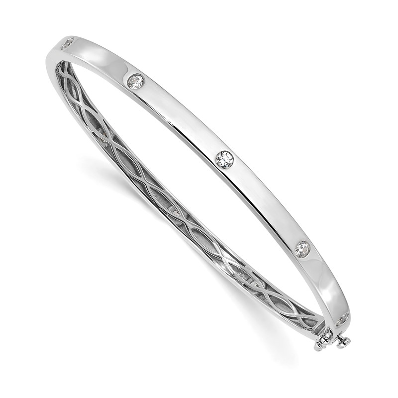True Origin 14k White Gold 3/4 carat Lab Grown Diamond VS D E F 6.75 inch Bangle