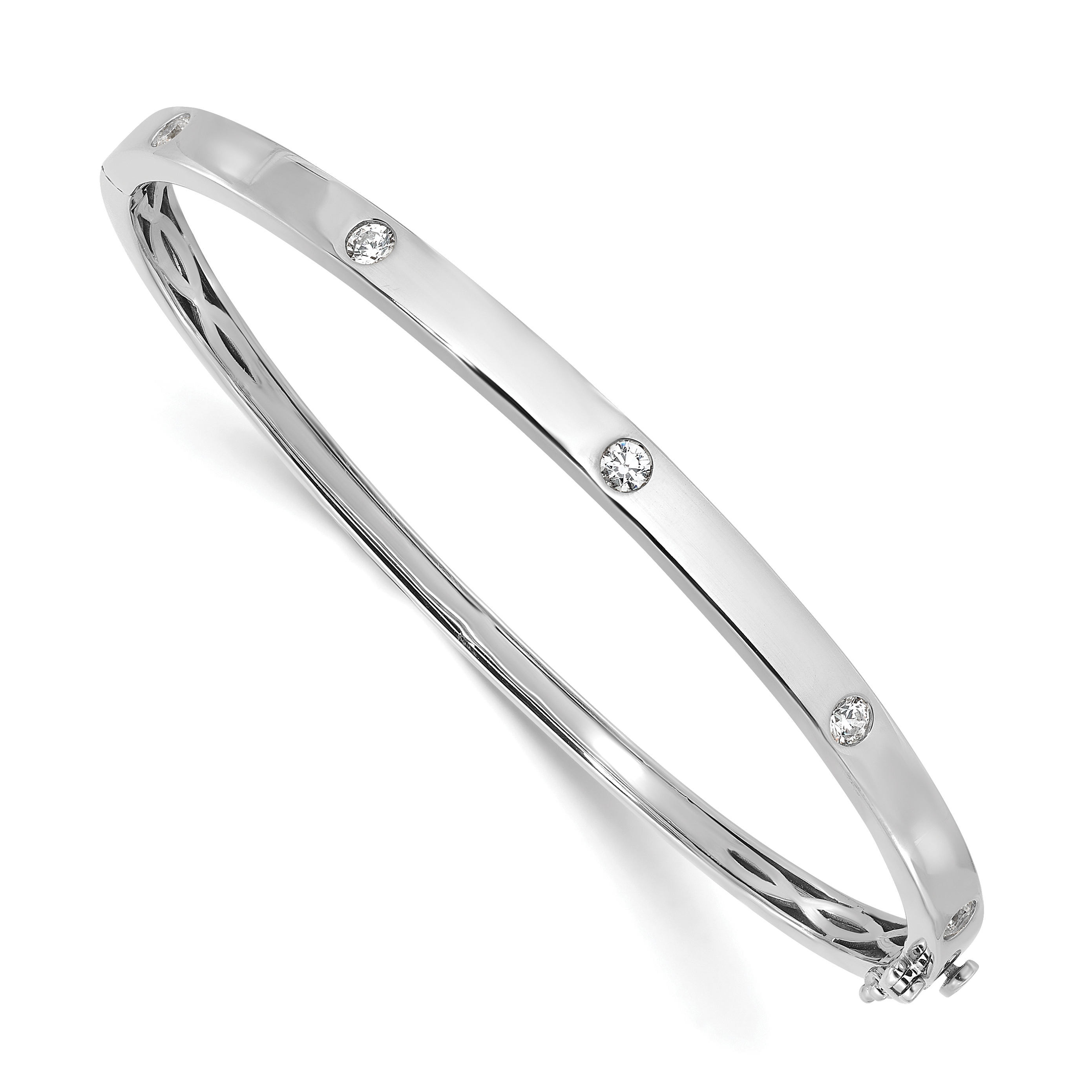 True Origin 14k White Gold 3/4 carat Lab Grown Diamond VS D E F 6.75 inch Bangle (BM9958-035-WLD)
