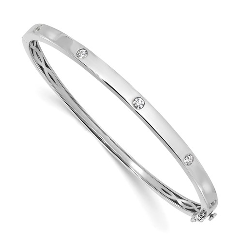 True Origin 14K White Gold 0.75 Carat Lab Grown Diamond VS+ F+ Complete Bangle - 6.75in
