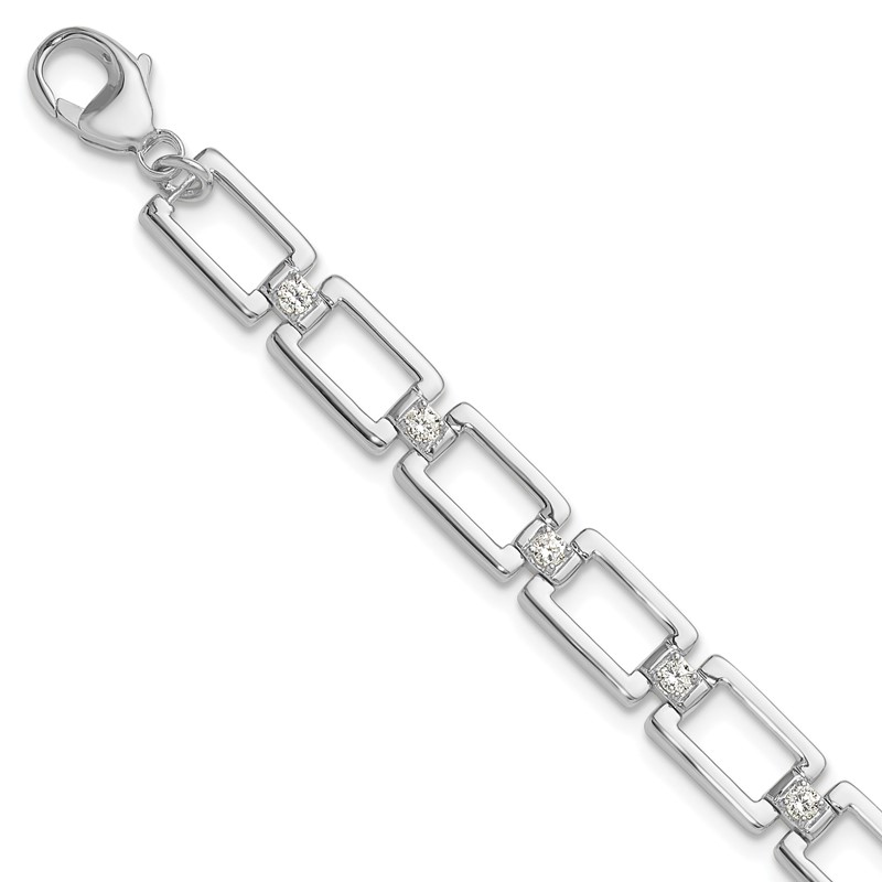 True Origin 14k White Gold 1/2 carat Lab Grown Diamond VS DEF 7 inch Fancy Link Bracelet