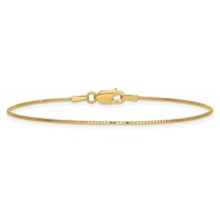 14K .9mm Yellow Gold Box Bracelet with Lobster Clasp - 7in view 4