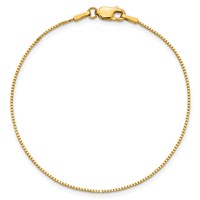 14K .9mm Yellow Gold Box Bracelet with Lobster Clasp - 7in view 5