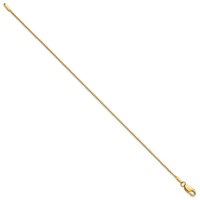 14K 1mm Yellow Gold Box Bracelet with Lobster Clasp, 7" view 2