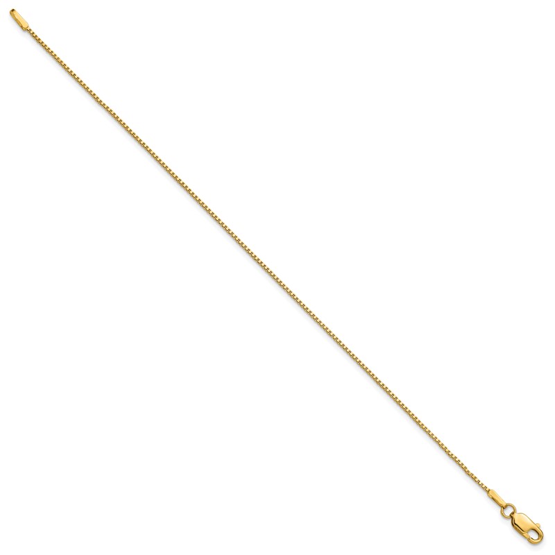 14K 8 inch 1mm Box with Lobster Clasp Bracelet