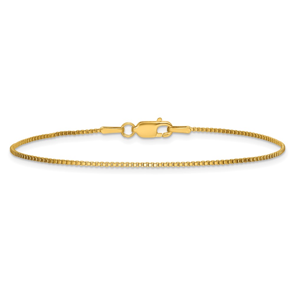 14K 7 inch 1mm Box with Lobster Clasp Bracelet (BOX100-7)