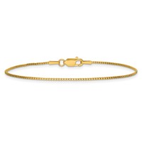 14K 1mm Yellow Gold Box Bracelet with Lobster Clasp, 7" view 4