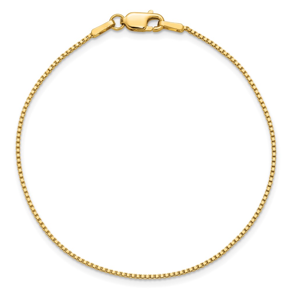 14K 7 inch 1mm Box with Lobster Clasp Bracelet (BOX100-7)