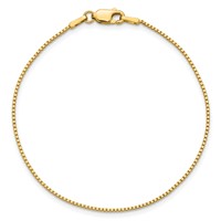 14K 1mm Yellow Gold Box Bracelet with Lobster Clasp, 7" view 5
