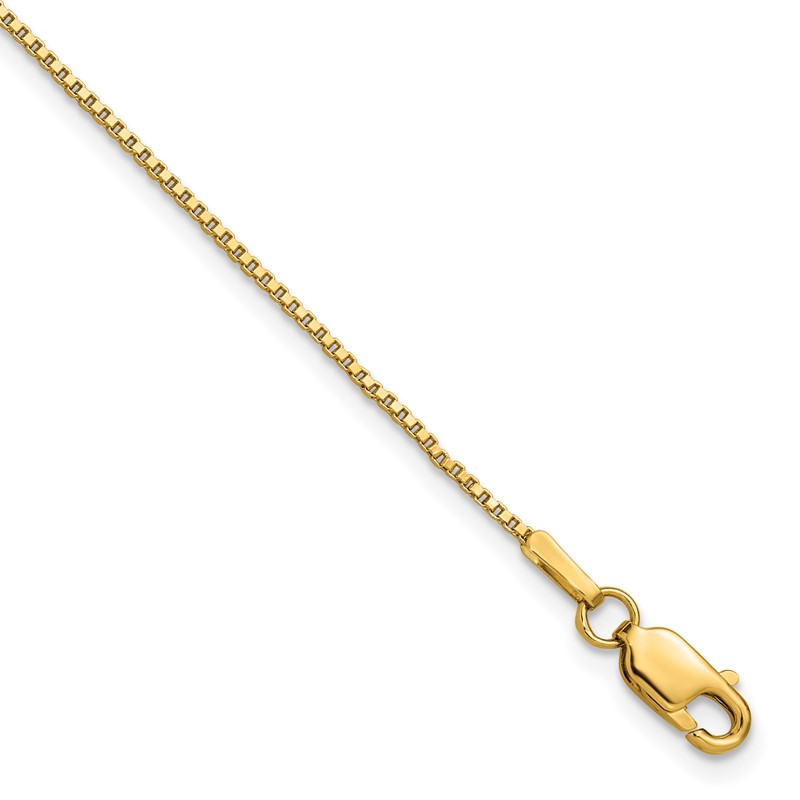 14K 8 inch 1mm Box with Lobster Clasp Bracelet