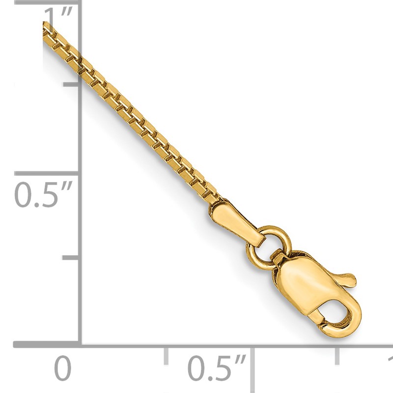 14K 9 inch 1.05mm Box with Lobster Clasp Anklet