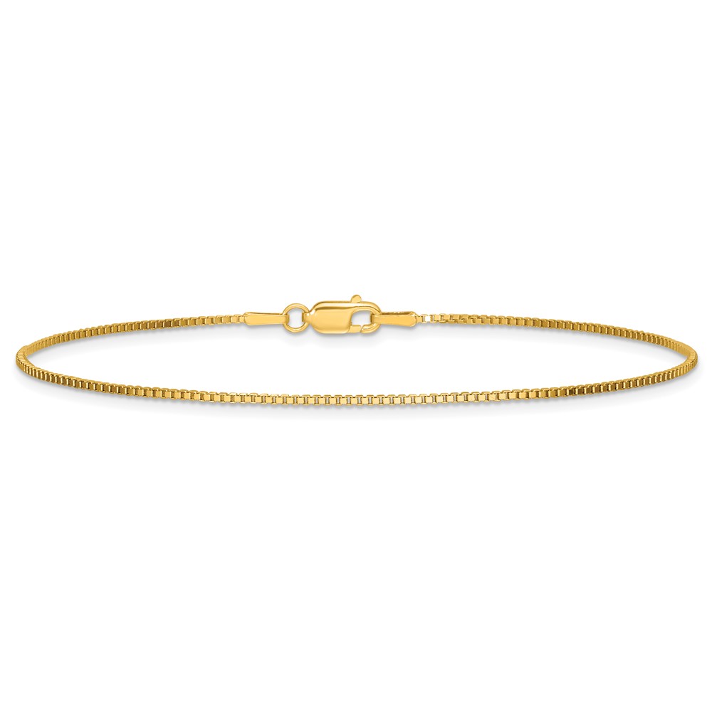 14K 9 inch 1.05mm Box with Lobster Clasp Anklet (BOX105-9)