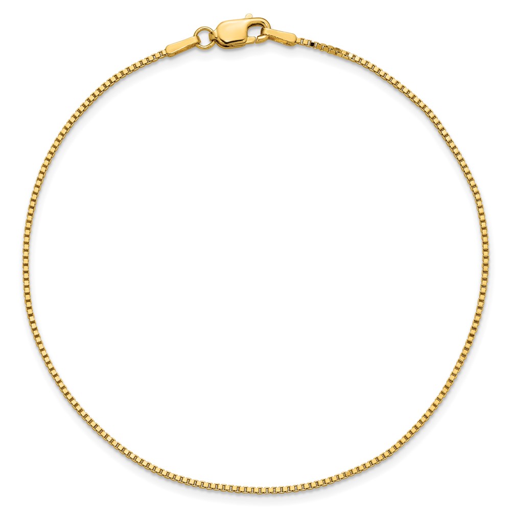 14K 9 inch 1.05mm Box with Lobster Clasp Anklet (BOX105-9)