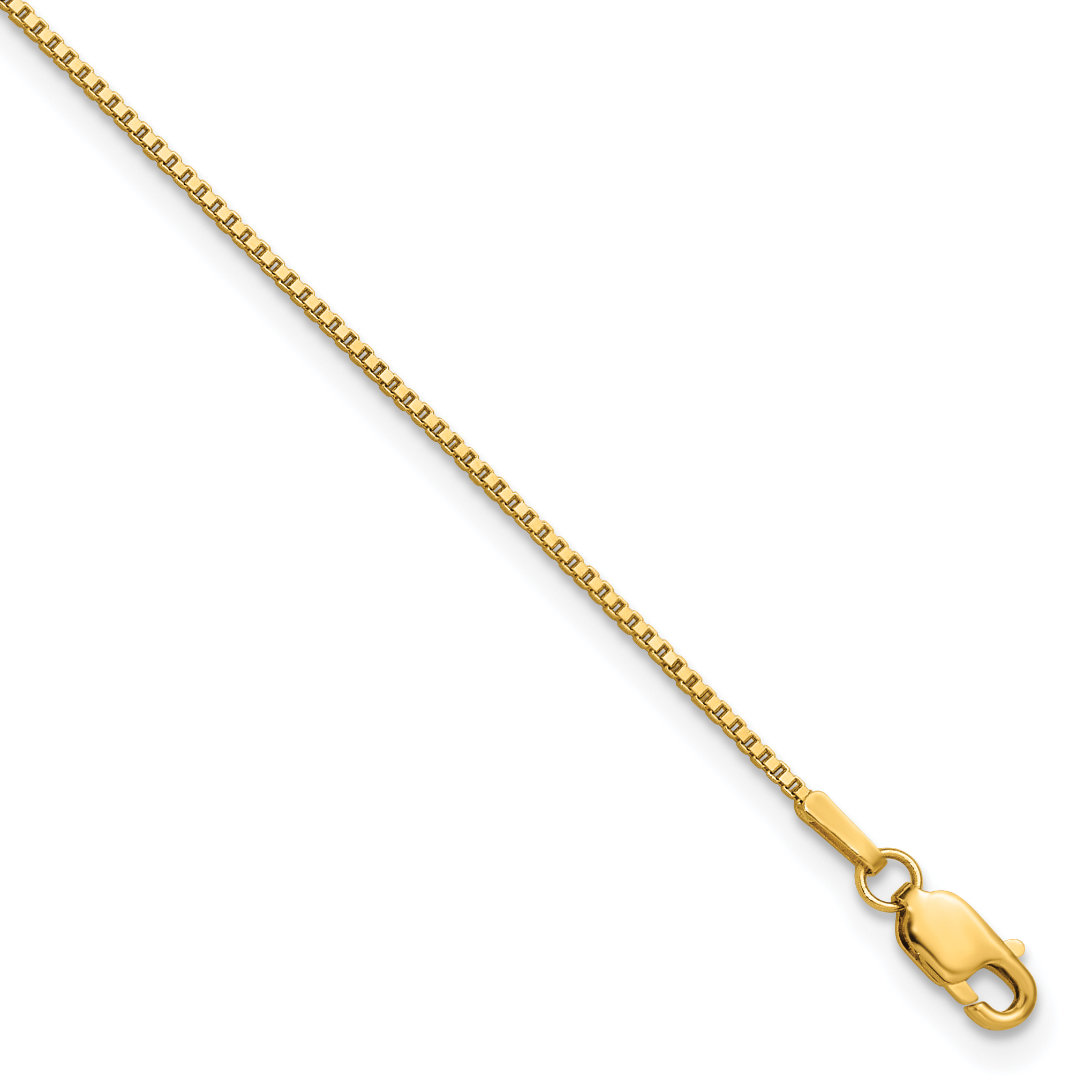 14K 9 inch 1.05mm Box with Lobster Clasp Anklet (BOX105-9)