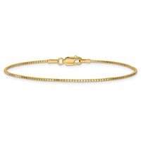 14K 1.1mm Yellow Gold Box Bracelet with Lobster Clasp, 7" view 4