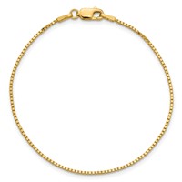 14K 1.1mm Yellow Gold Box Bracelet with Lobster Clasp, 7" view 5