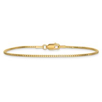 14K 1.4mm Yellow Gold Box Bracelet with Lobster Clasp, 7" view 4