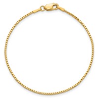 14K 1.4mm Yellow Gold Box Bracelet with Lobster Clasp, 7" view 5