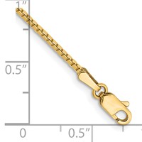 14K 1.4mm Yellow Gold Box Bracelet with Lobster Clasp, 7" view 3