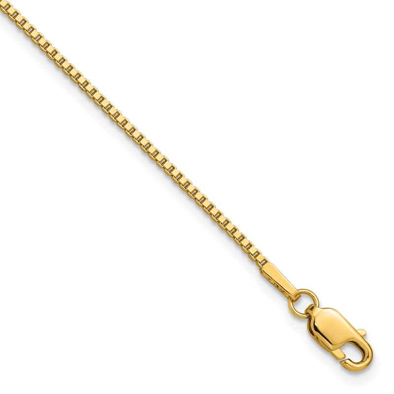 14K 9 inch 1.4mm Box with Lobster Clasp Anklet