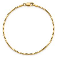 14K 1.5mm Yellow Gold Box Bracelet with Lobster Clasp, 7" view 5
