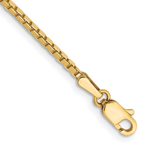 14K 7 inch 1.5mm Box with Lobster Clasp Bracelet
