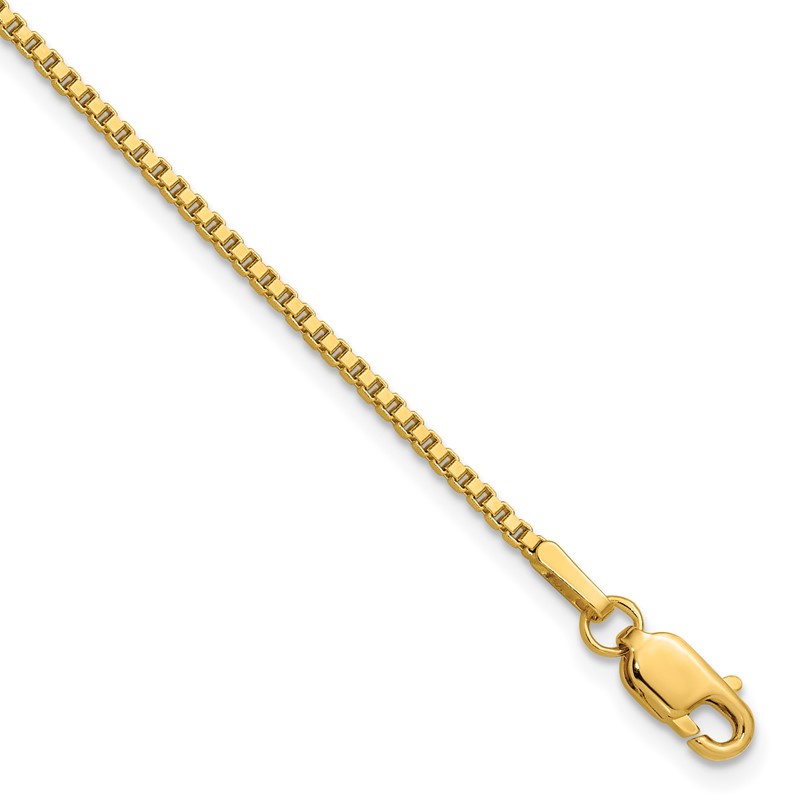 14K 9 inch 1.5mm Box with Lobster Clasp Anklet