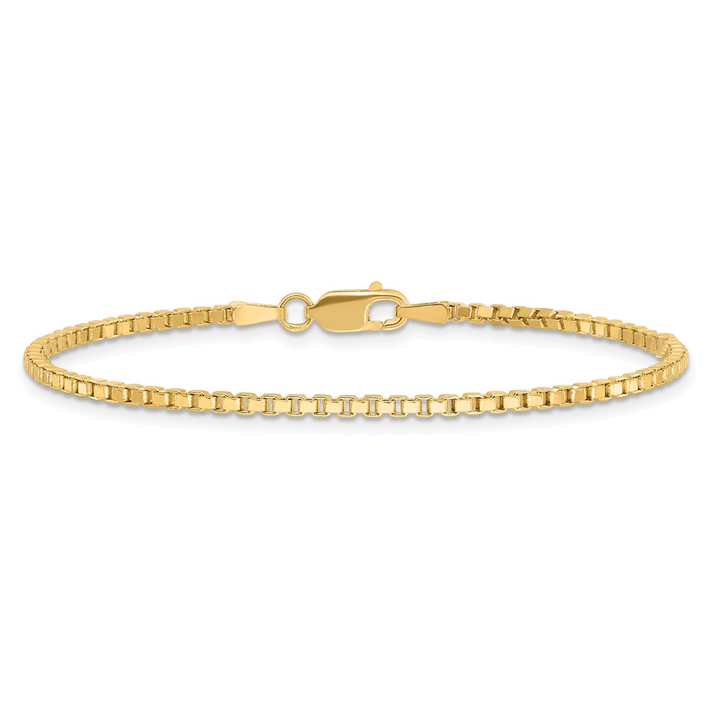 14K 7 inch 1.9mm Box with Lobster Clasp Bracelet (BOX200-7)
