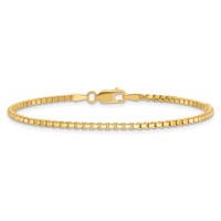 14K 1.9mm Yellow Gold Box Bracelet with Lobster Clasp - 7in view 3