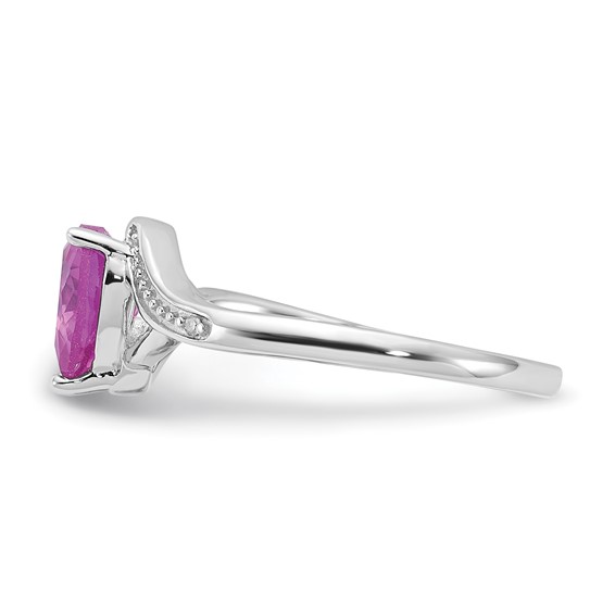 Sterling Silver Diamond & Created Pink Sapphire Heart Ring & Necklace Set