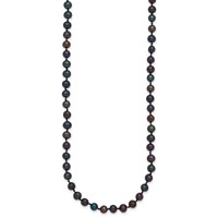 14K Yellow Gold 4-5mm Black Near-Round Freshwater Cultured Pearl Necklace, 16" view 2