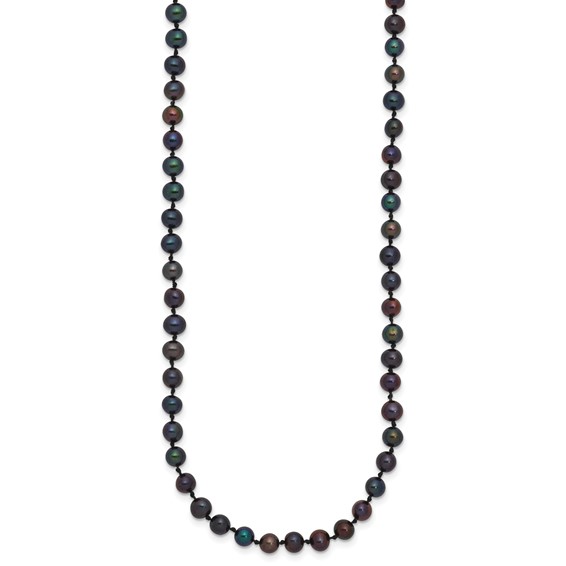 14k Black Near Round Freshwater Cultured Pearl Necklaces