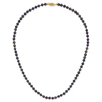 14K Yellow Gold 4-5mm Black Near-Round Freshwater Cultured Pearl Necklace, 16" view 4