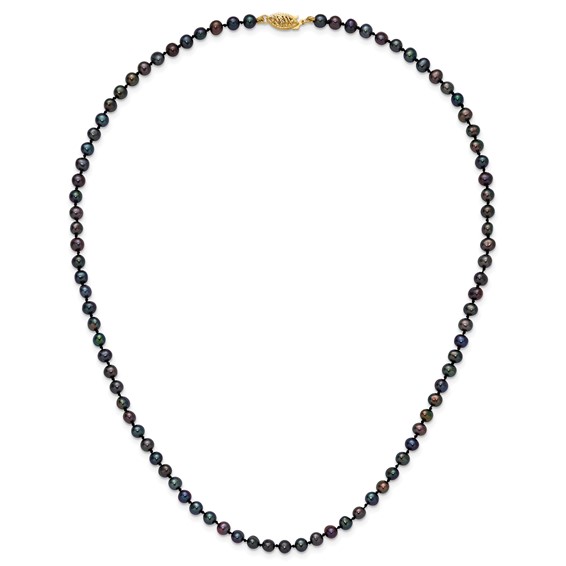14k Black Near Round Freshwater Cultured Pearl Necklaces