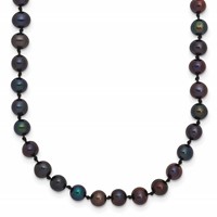 14K Yellow Gold 4-5mm Black Near-Round Freshwater Cultured Pearl Necklace, 16" view 1
