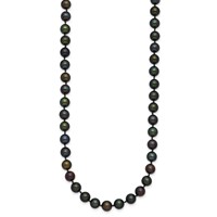 14K Yellow Gold 5-6mm Black Near-Round Freshwater Cultured Pearl Necklace, 16" view 2