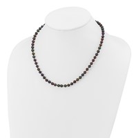 14K Yellow Gold 5-6mm Black Near-Round Freshwater Cultured Pearl Necklace, 16" view 3