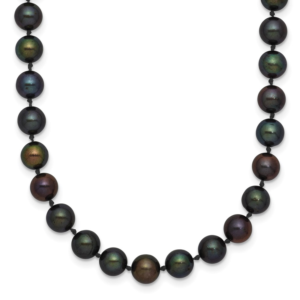 14K Yellow Gold 5-6mm Black Near-Round Freshwater Cultured Pearl Necklace, 16"