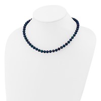 14K Yellow Gold 6-7mm Black Near-Round Freshwater Cultured Pearl Necklace, 16" view 3