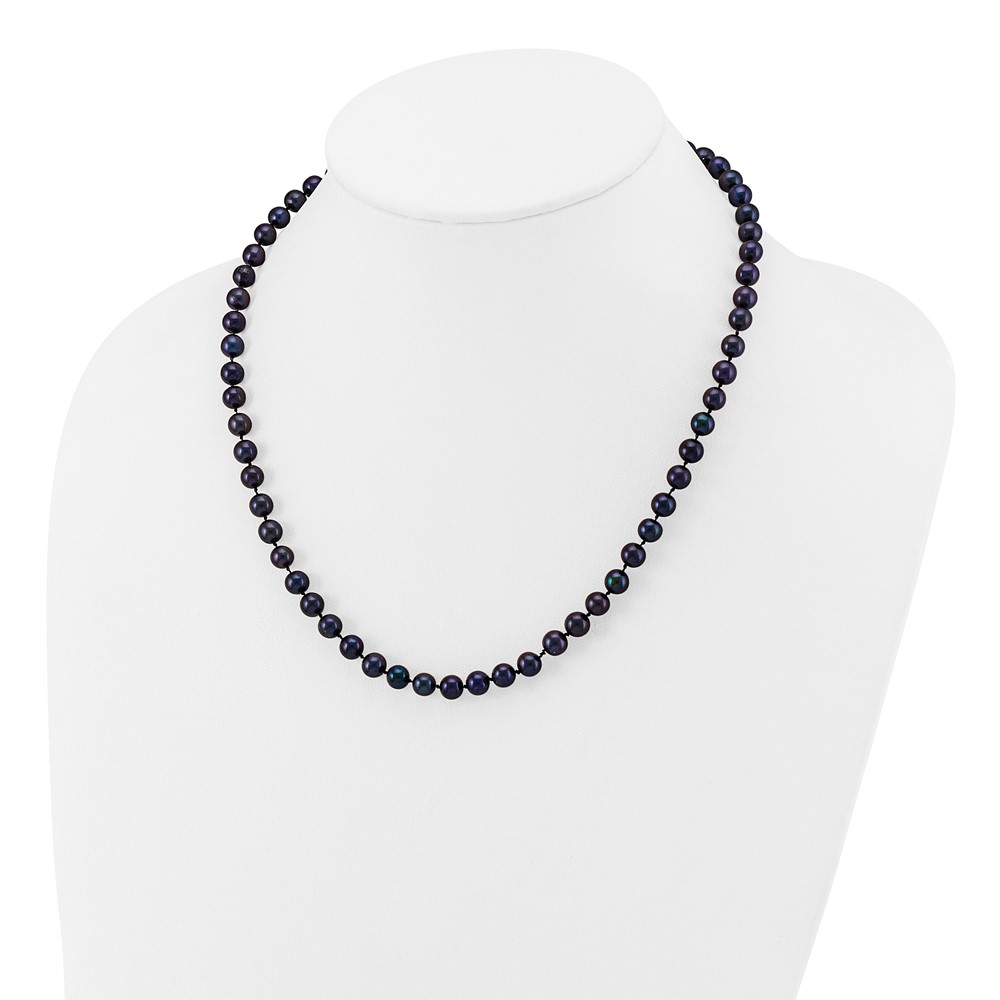 14k 6-7mm Black Near-Round Freshwater Cultured Pearl 18 inch Necklace (BPN060-18)