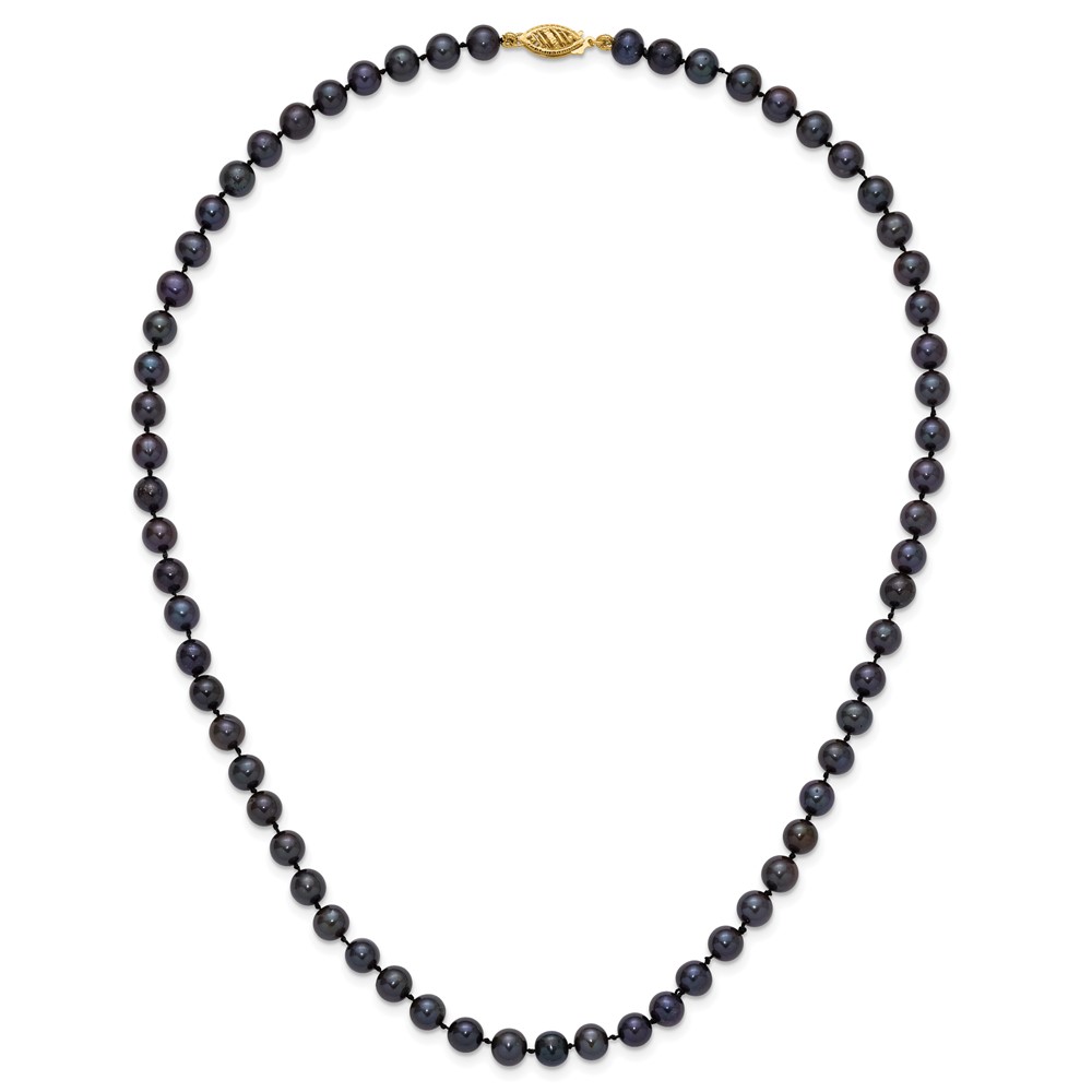 14k 6-7mm Black Near-Round Freshwater Cultured Pearl 18 inch Necklace (BPN060-18)