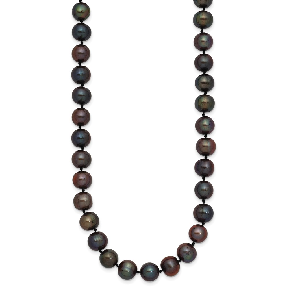 14k 8-9mm Black Near-Round Freshwater Cultured Pearl 18 inch Necklace (BPN080-18)