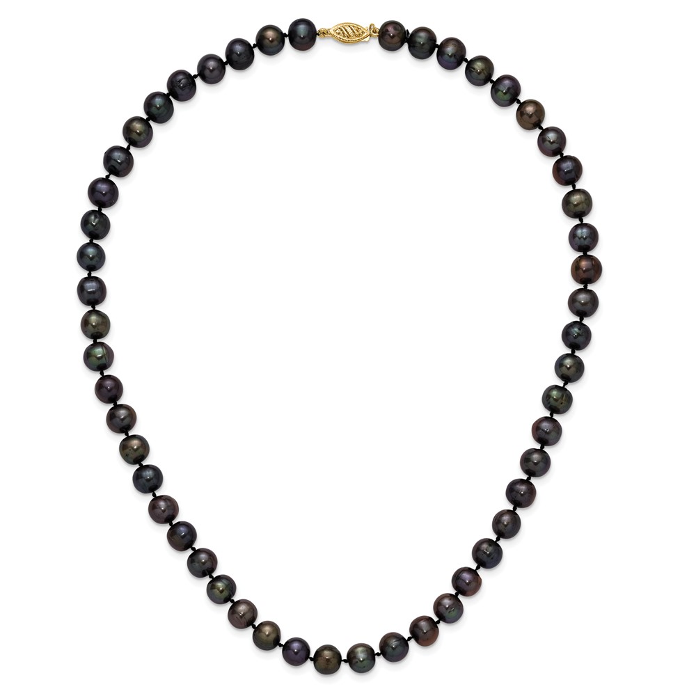 14k 8-9mm Black Near-Round Freshwater Cultured Pearl 18 inch Necklace (BPN080-18)
