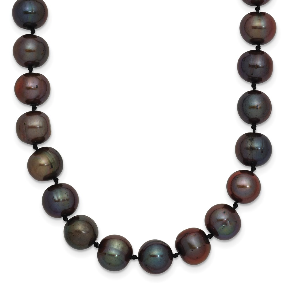 14k 8-9mm Black Near-Round Freshwater Cultured Pearl 18 inch Necklace (BPN080-18)