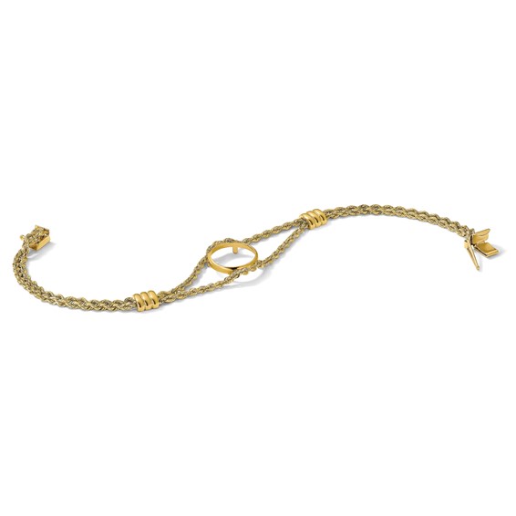 14k Rope Chain with 2 Stations Coin Bracelet