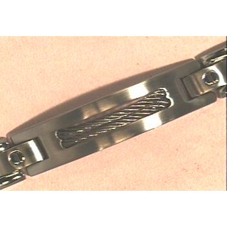 MENS'S STAINLESS STEEL W/BRAID BRACELET 8.5 INCHES -