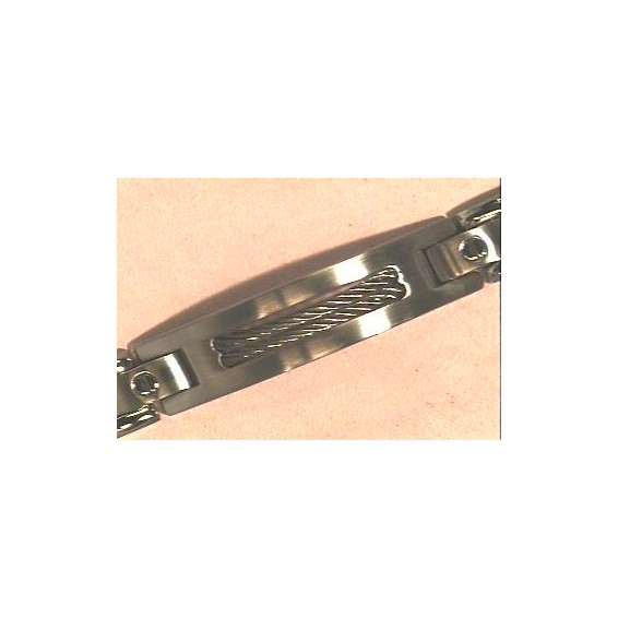 MENS'S STAINLESS STEEL W/BRAID BRACELET 8.5 INCHES -