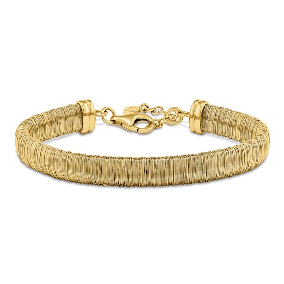 Sterling Silver wrapped wire bracelet 7.5" + 1" Extender-YELLOW